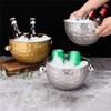 2PCS 304 Nonrust Steel Ice Buckets Set With Textured Hammered Finish And Ergonomic Handle Gift Ice Container Set