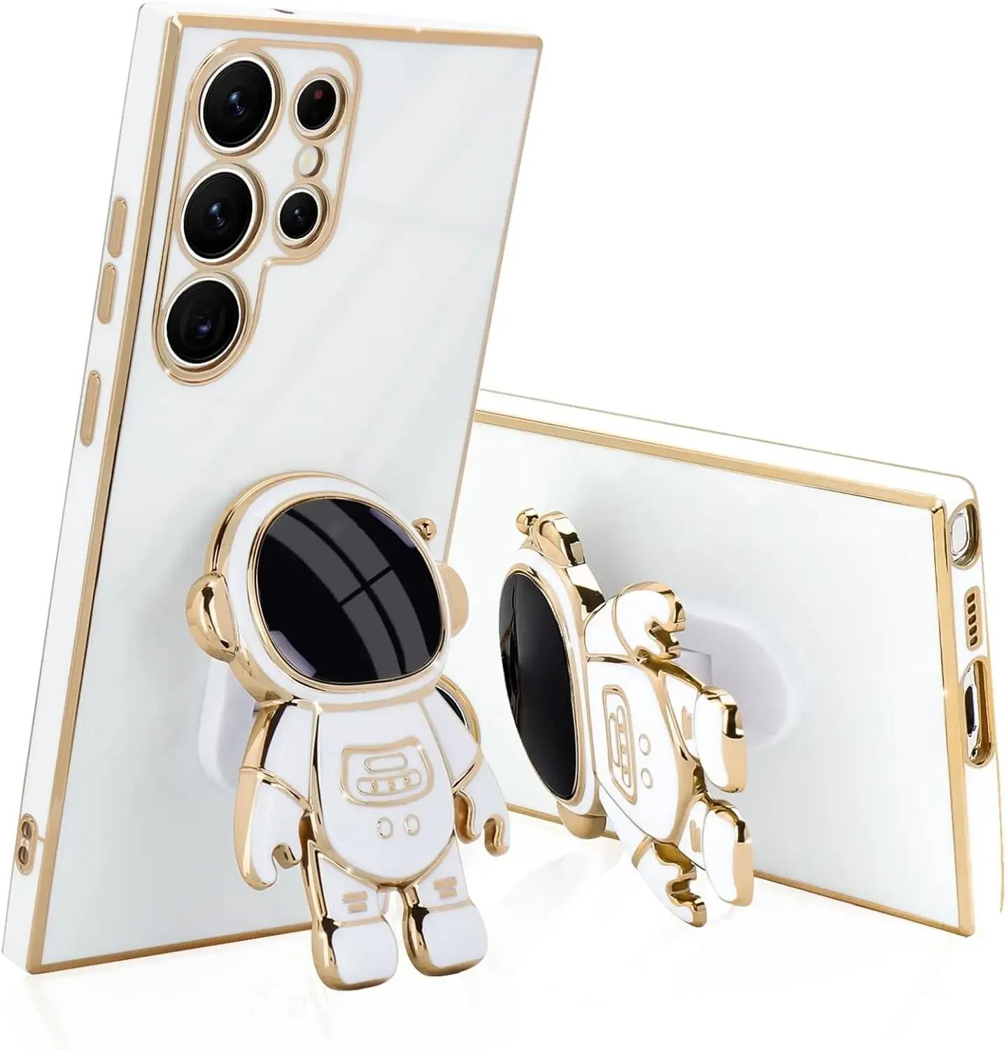 

Astronaut Stand case for Samsung Galaxy S21 S23 S24 FE S25 Ultra Plus Slim Fit Soft Shockproof Electroplated Cover For S24 FE