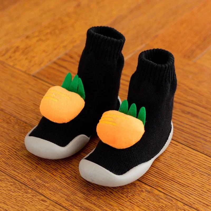 Autumn and Winter Terry Thickened Toddler Shoes Socks Children's Baby High Warm Boys and Girls Three-dimensional Fruit Pattern