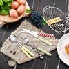Checkerboard Style Western Style Steak Knife, Fork, Spoon, Simple Household Stainless Steel Tableware Set 6pcs Dinner Set