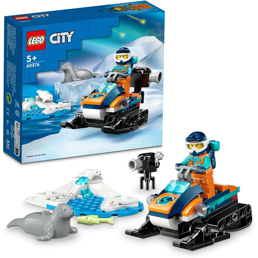 LEGO City Arctic Exploration Snowmobile Toy Set 5-8 Years Building Blocks Vehicle for Kids