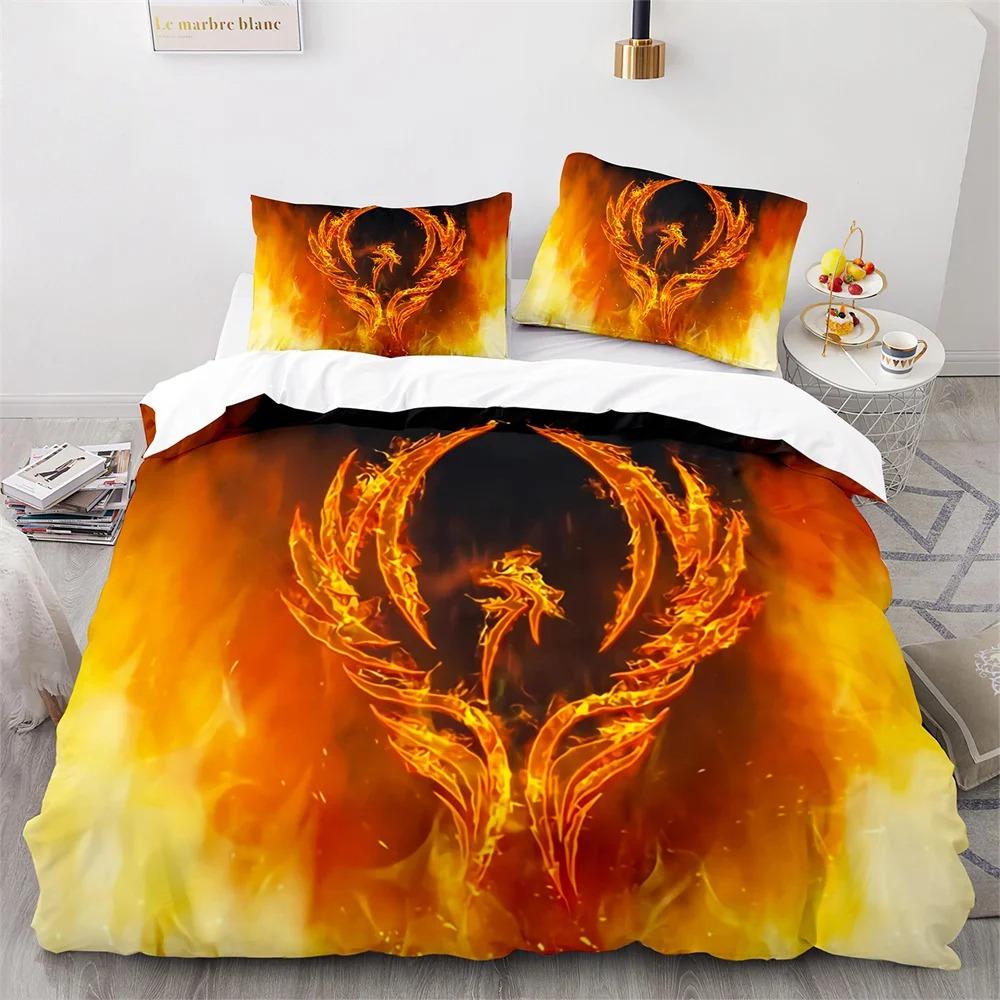 Phoenix Nirvana Duvet Cover Set Soft Fire Patterned Bedding Sets for Children Adults Teens Polyester Comforter Cover King Size