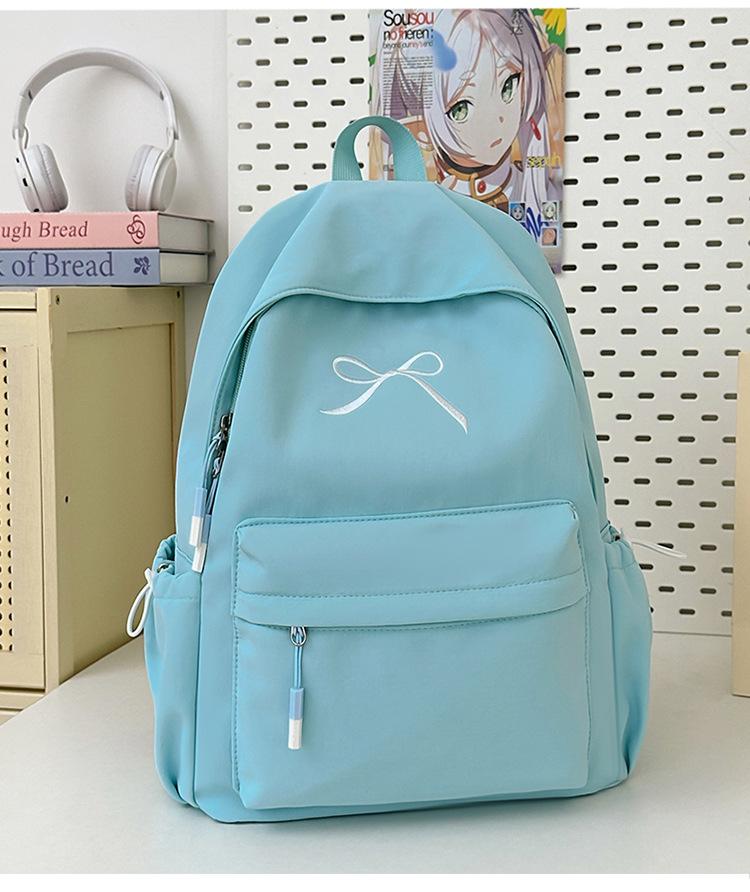 Schoolbag College Student Backpack Junior High School Student Computer Bag Korean Version Simple Girl Bow School Bag Large Capacity Backpack Female
