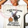 Cats Because People Are Creepy Tshirt, Retro Black Cat Witch with Pumpkin, Funny Halloween, Black Cat Lover, Cat Lover Tee