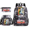 Hunter X Hunter Anime Print Student Backpack Casual Daypack for Boys Girls with Pencil Case 3 Piece Set