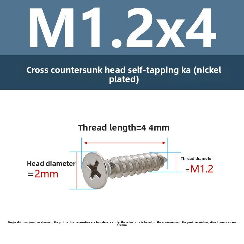 4 PCS Cross Flat Head Wood Screws M1 M1.5 M5 Construction Screws Zinc Plated Self Tapping Wood Screws For Cabinet Fiberboard