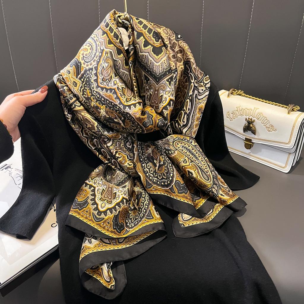 Spring Scarf Women'S Luxury Design Polyester Material Smooth Scarf Soft Shawl Beach