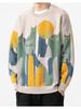 2025 American-Japanese Trendy Cat Pattern Round Neck Men's Sweater - Autumn Loose Fit Knitwear