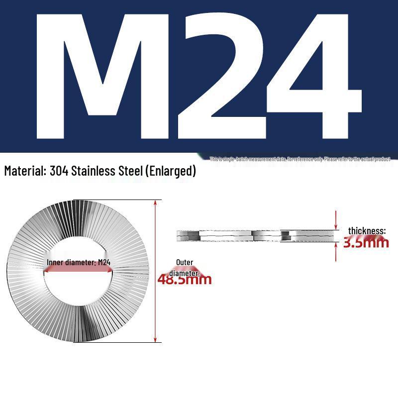 304 Stainless Steel Double Stack Self-Locking Washer with 65Mn Manganese, Anti-Loosening, Double-Sided Tooth Layer