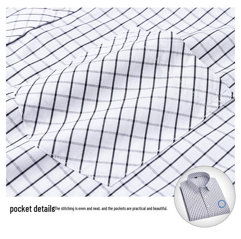 Men's Summer Plaid Cotton Short Sleeve Shirt - Breathable & Sweat-Absorbing