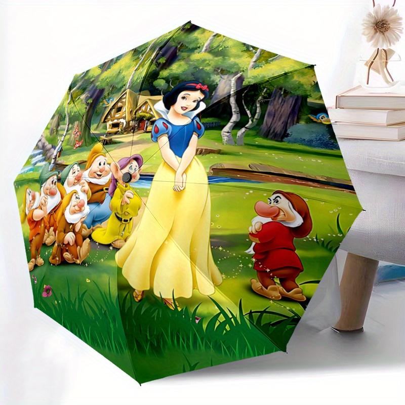 1pc Snow White and the Seven Dwarfs Automatic 3-Fold Umbrella Design, Cute Cartoon Pattern, Portable Outdoor Umbrella, Perfect, Holiday Gift