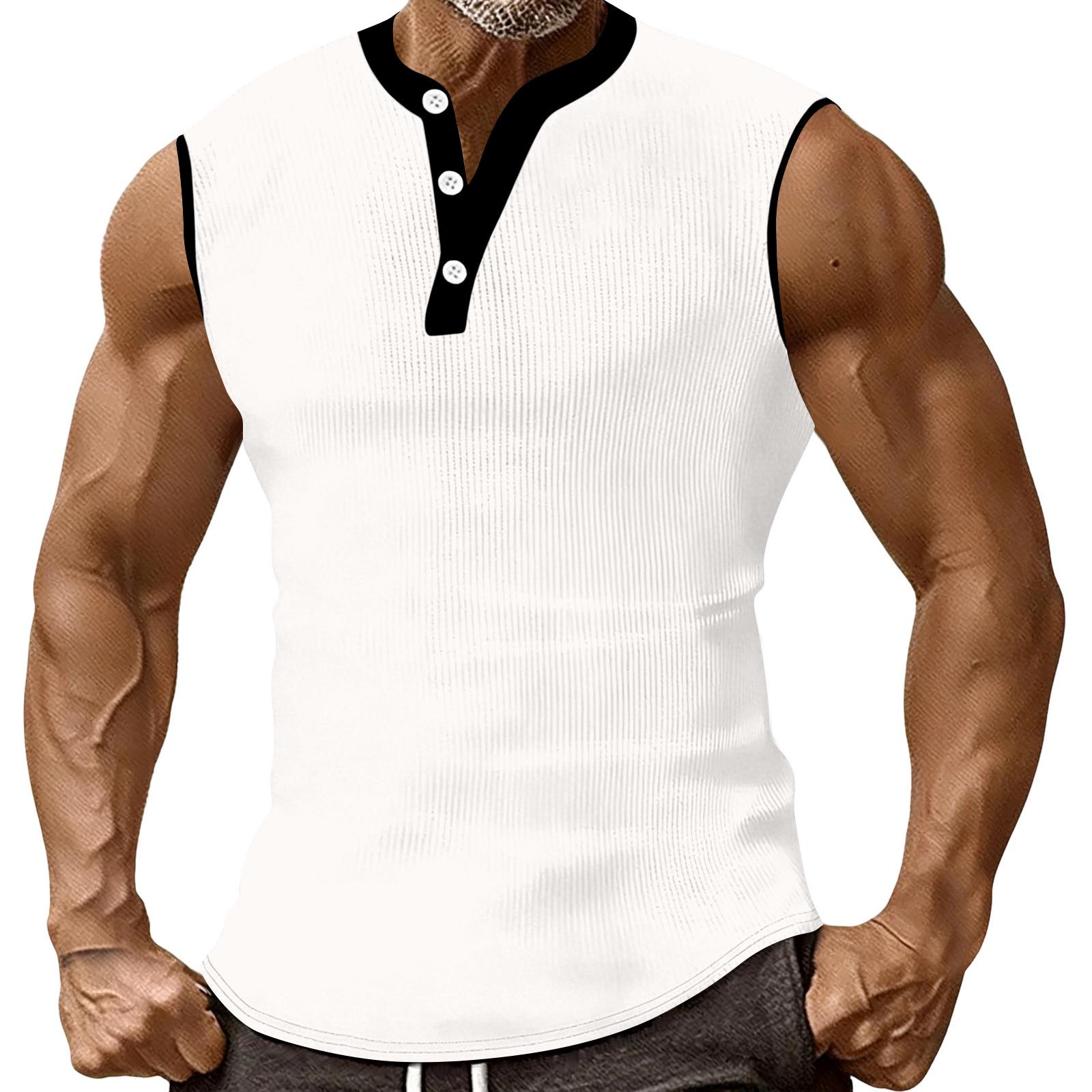 

Man s Trend Sports Leisure Sleeveless Waistcoat T-Shirt Vest XL білий