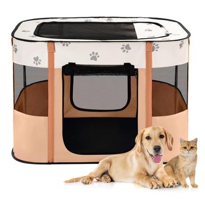 Avont Dog Cat Circle skládací s podlahou a síťovanými dvířky Top Vnitřní Venkovní klec Domeček pro mazlíčky Oranžová -