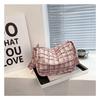 Trendy Grid Cloth Women's Bag 2024 New Korean Style Literary Large Capacity Shoulder Bag Ladies Armpit Bag Street Fashion