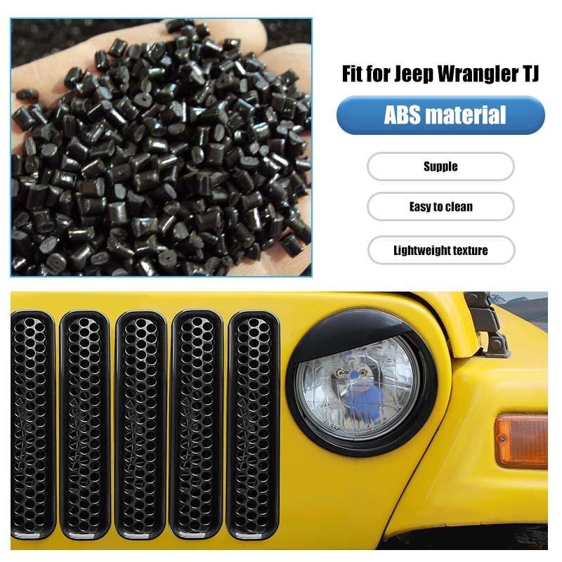 Car Front Hood Grille Ring Cover Headlight Circle Protective Sticker For Jeep Wrangler TJ 1997-2006 Car Exterior Accessories