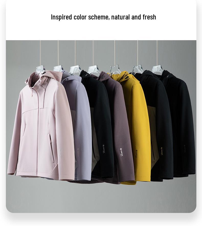 Unisex Autumn/Winter Softshell Windbreaker: Breathable, Loose-Fit, Color Block Hooded Jacket
