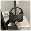 Small Bag Pu Leather Handbag Candy Color Crescent Bag Fashion Underarm Bag  Travel