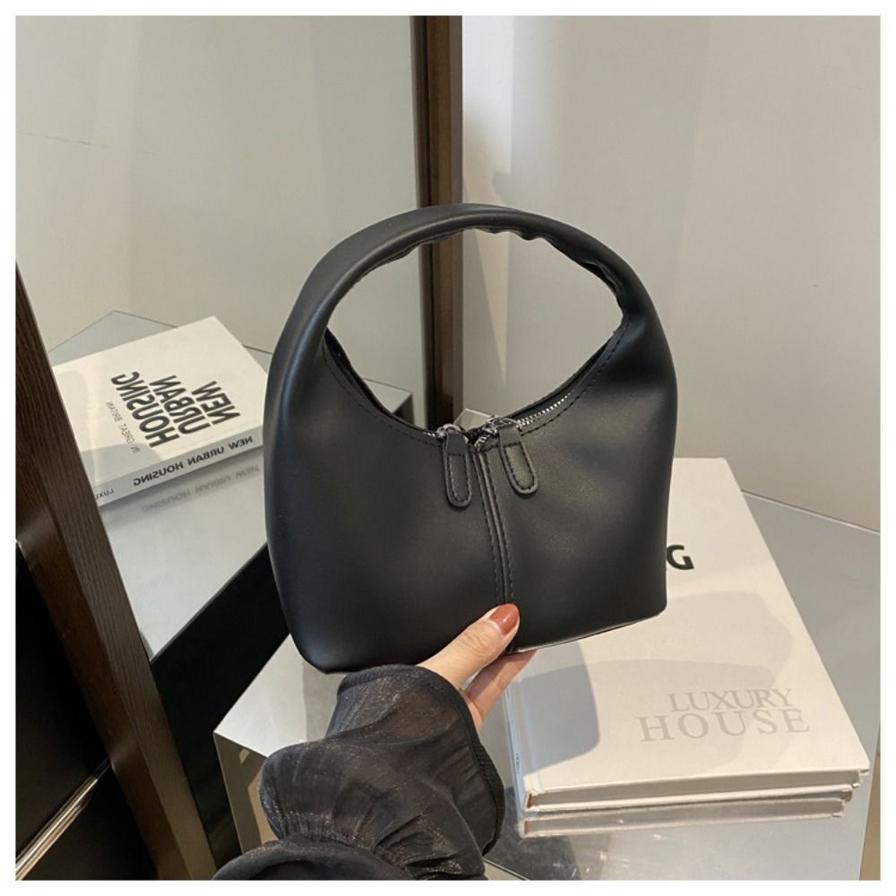 Small Bag Pu Leather Handbag Candy Color Crescent Bag Fashion Underarm Bag  Travel