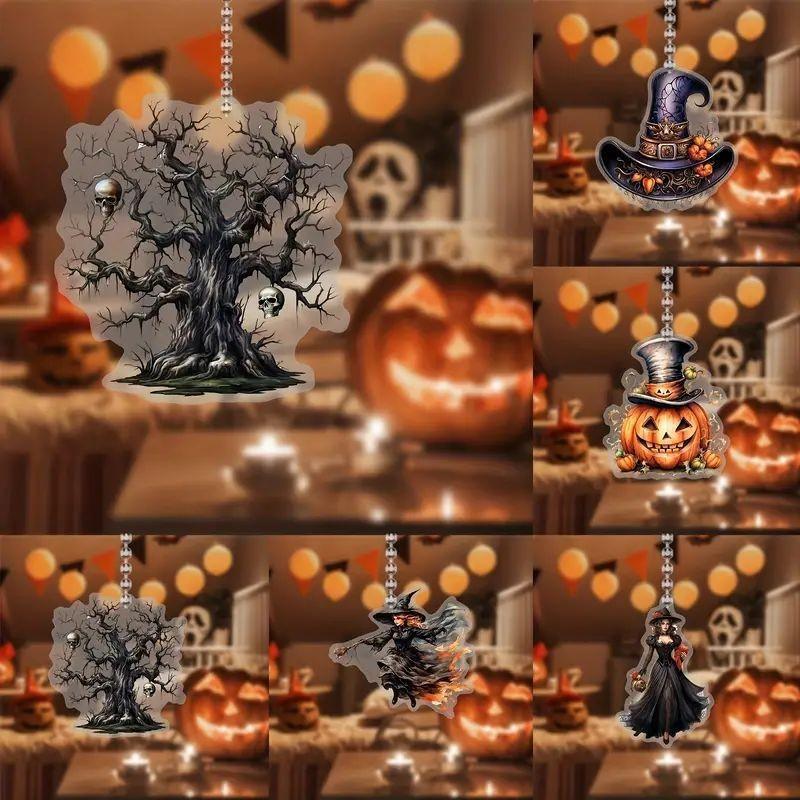 Retro Stylish Acrylic Car Hanging Ornament Gothic Design Perfect For Halloween Decor