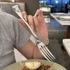 Dinner Fork Stainless Steel Dessert Salad Forks Western Food Hotel Steak Fork With Long Handle Tableware For Kitchen Party