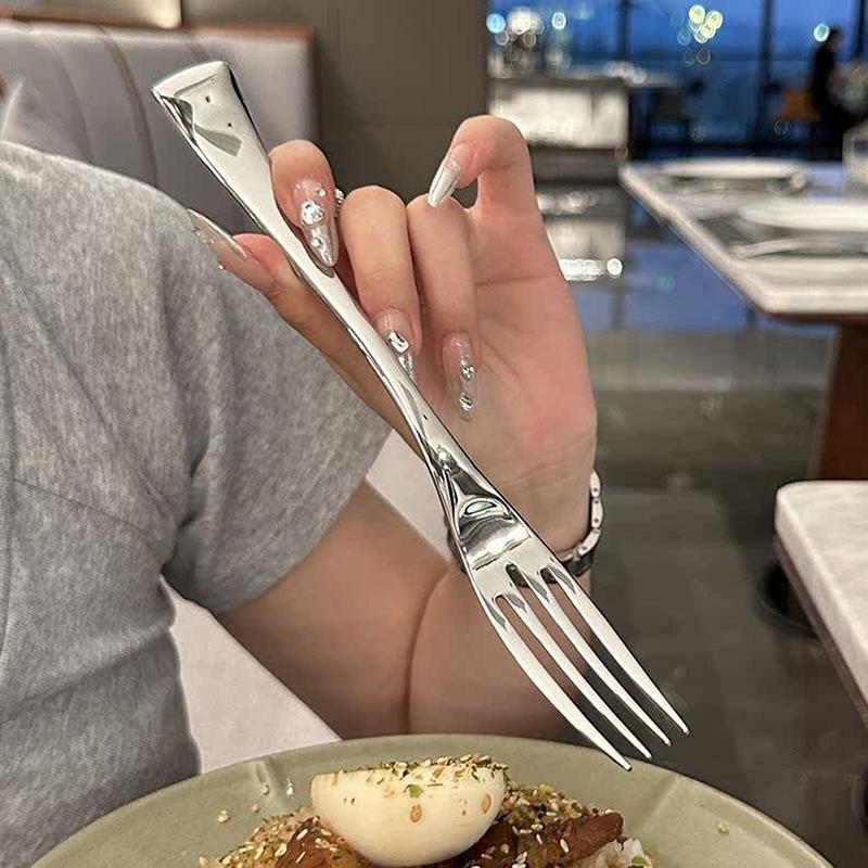Dinner Fork Stainless Steel Dessert Salad Forks Western Food Hotel Steak Fork With Long Handle Tableware For Kitchen Party