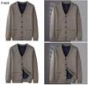 Men's V-Neck Thick Fleece Cardigan: Warm Knitwear for Dad and Grandpa