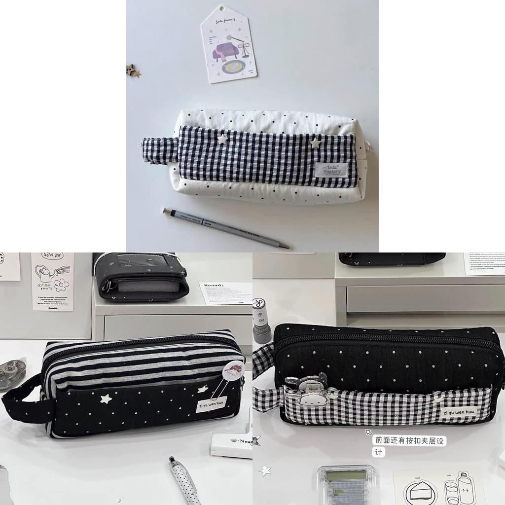 Student Fabric Pencil Case With Large Capacity And Simple Design For School Supplies