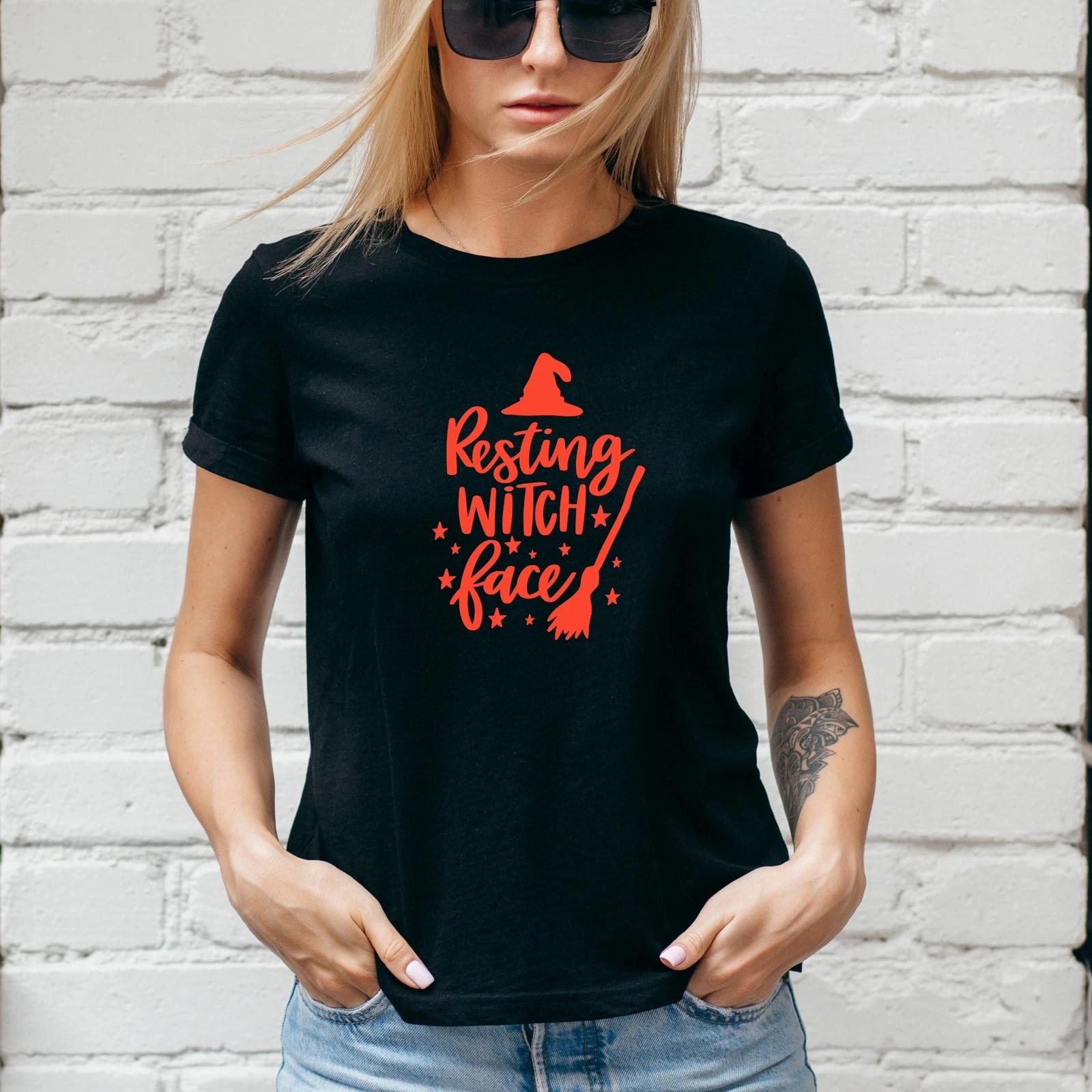 RESTING WITCH FACE T-Shirt, Amber Motif PAGAN, HALLOWEEN Autumn, Unisex/Lady Fit M