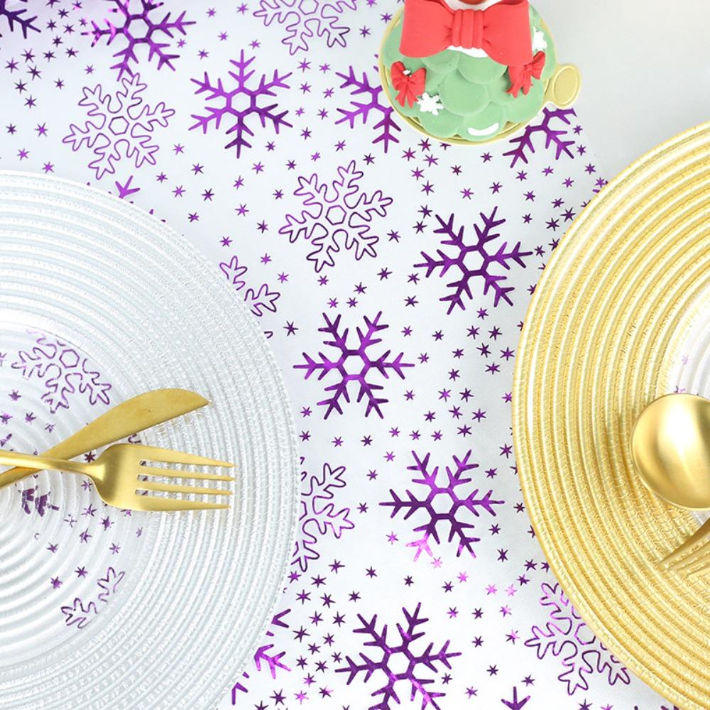 Household Snowflake Pattern Christmas Foil Table Runner Glitter Organza Tablecloth Translucent Rustic Tables Cover Banquet