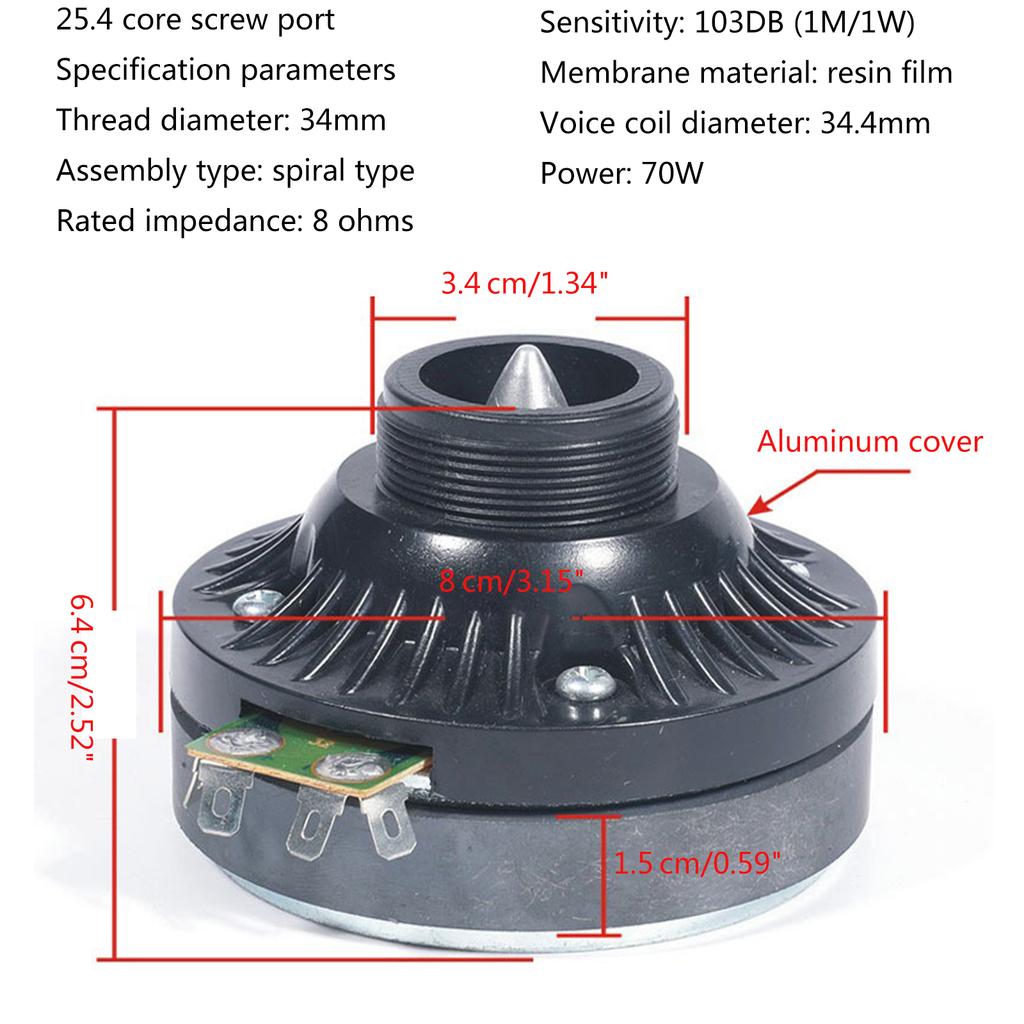 25/34/44 Cores Horn Loud Speaker Tweeters Aluminum Acoustic Horn Driver Treble Tweeter Driver Head Replacement