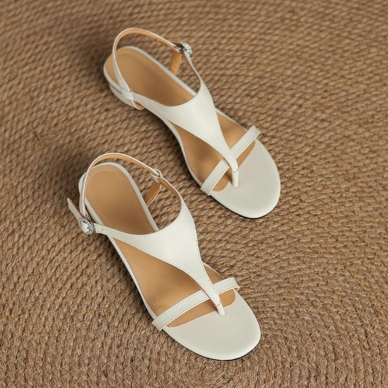 Fashion Clip Toe Women Sandals Mid Heels Crystal Shoes Designer Elegant Slippers Fad Buckle Flip Flops Summer 2025 New Dress Sandalias