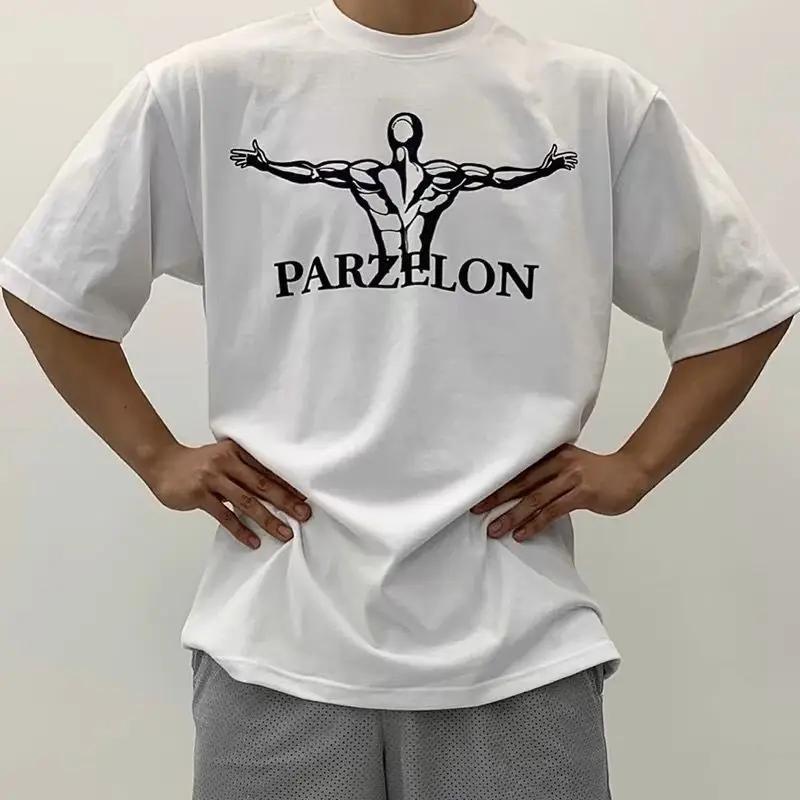 Europeisk och amerikansk högkvalitativ sommarbomull herr-t-shirt gym-t-shirt sporttopp oversize utomhussport-t-shirt