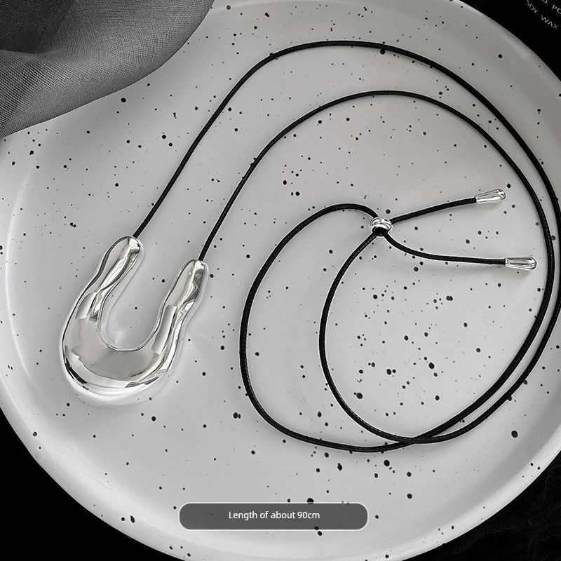 

Niche Style Fashion Wind U-Shaped Long Female Leather String Necklace Minimalist U-Shaped Leather Cord Necklace