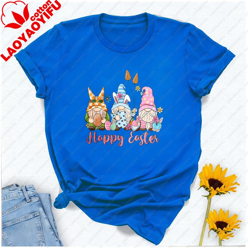 Happy Easter Gnomes with Bunny Ears Eggs TShirt Cotton Unisex Crewneck Perfect for Spring Easter Egg Hunts Family Outfits