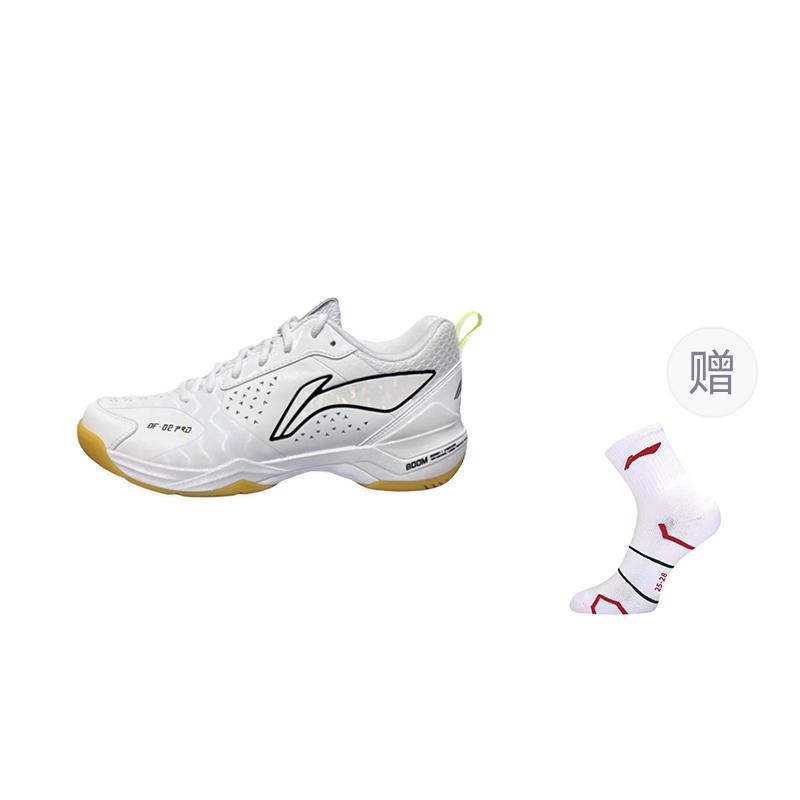Li Ning Cushioning, Wear Resistant Low Top Badminton Shoes Unisex White AYZV001-1