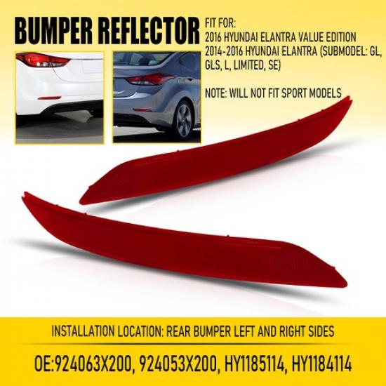 For 14-16 Hyundai Elantra Rear Bumper Reflector Light Tail Lamp Case LeftRight B