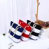 Women's Striped Burlap Patchwork Tote - Large Capacity Casual Canvas Bag for Travel & Shopping