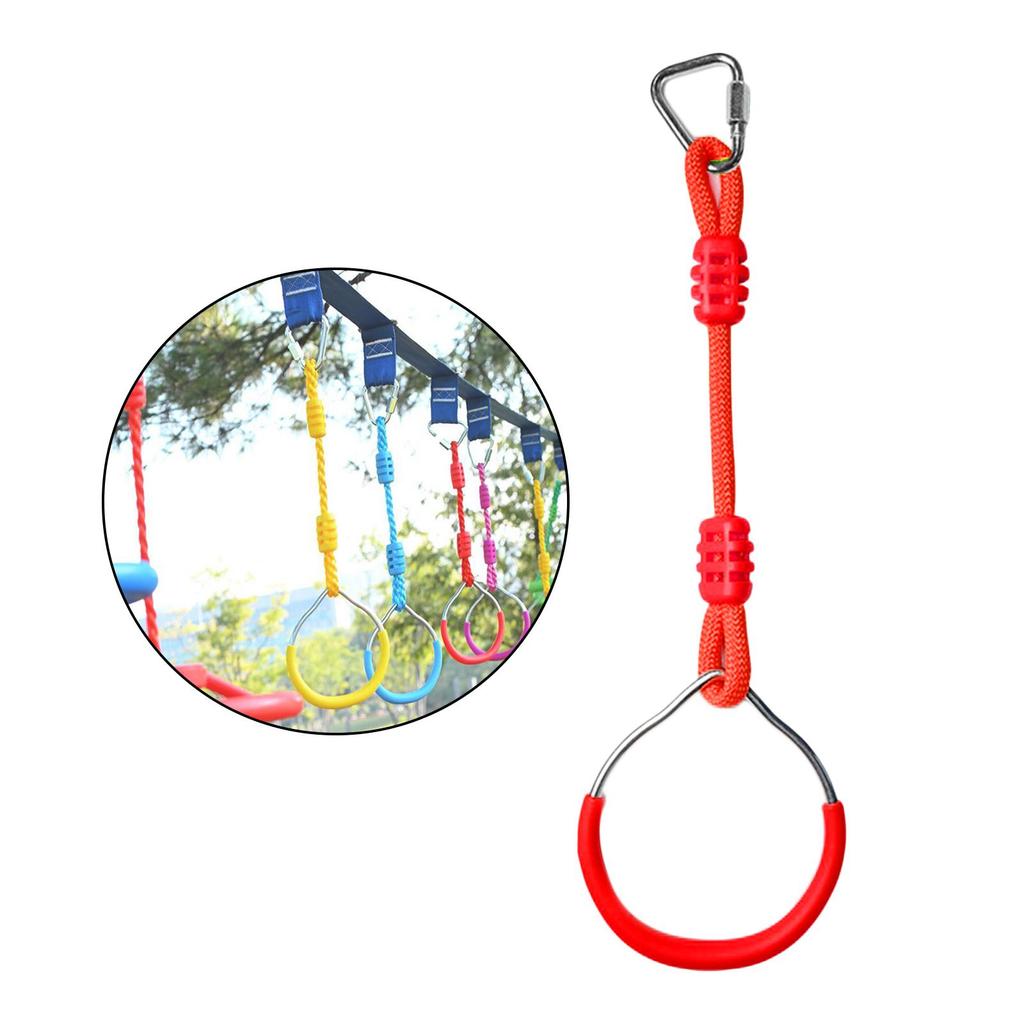 Swing Gymnastic Rings Colorful Backyard Outdoor Obstacle Ring for Kids