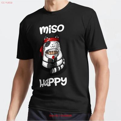 BELIEBTES Miso Happy Cat Sushi Lustiger Humor Essen Foodie Liebhaber T-Shirt vintage Gewaschenes Oberteil Für Den Alltag Atmungsaktiv