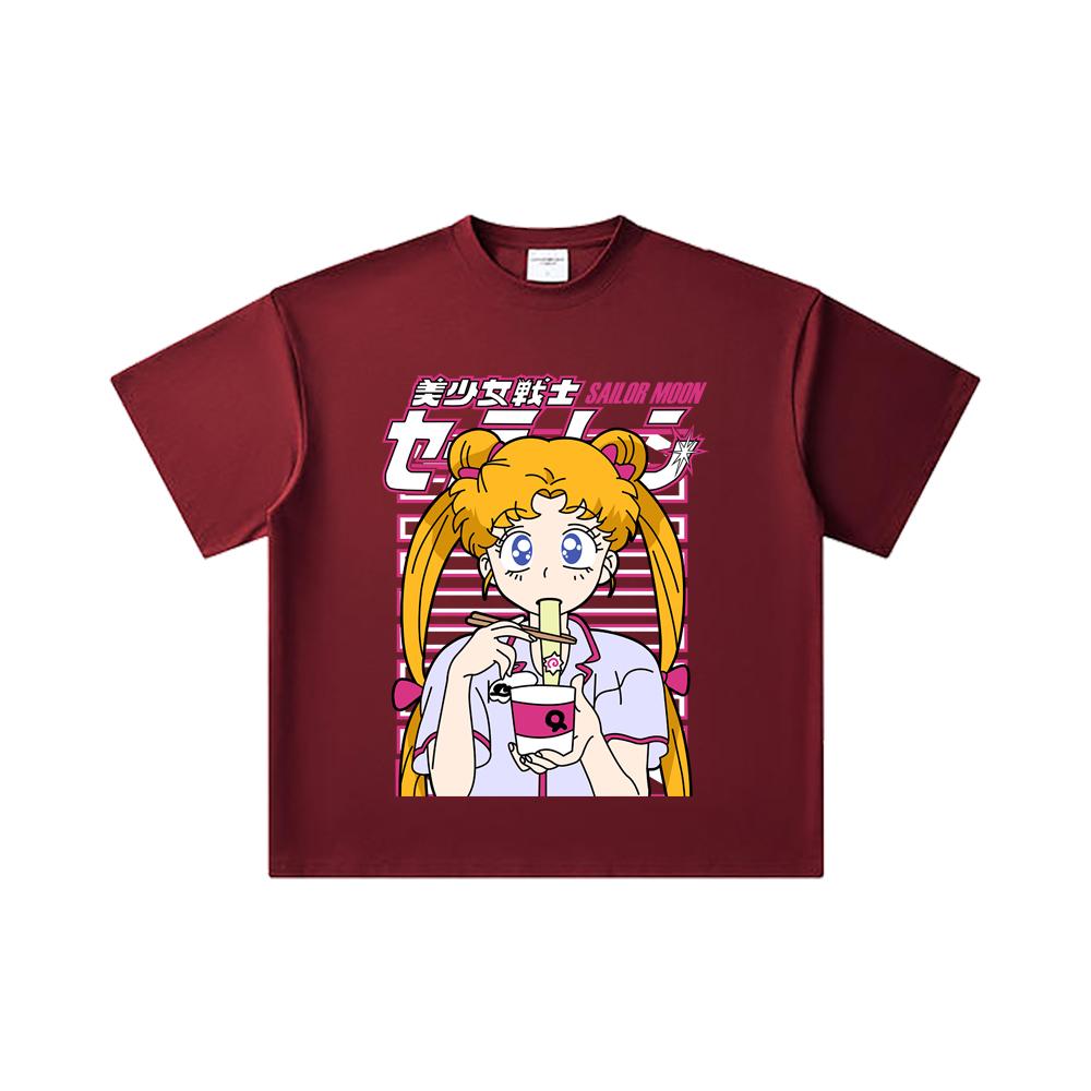 

260 GSM Double Yarn 32 Count 100% Cotton Sailor Moon V3 Minako Print Unisex Heavy Cotton T Shirt 2XL вина червоного кольору