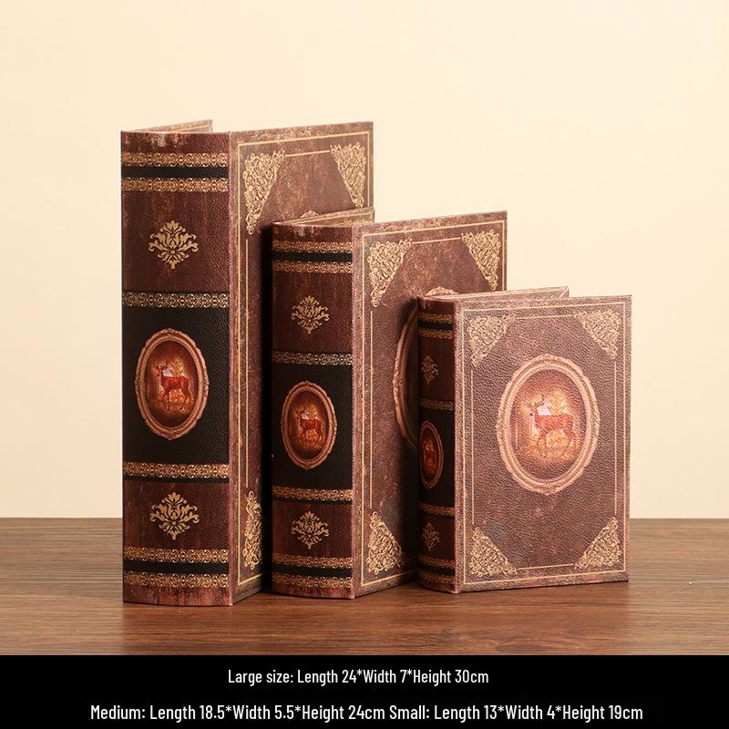 Scaffale per Libri in Legno Retrò Europeo: Ornamenti Vintage e Scatola Decorativa per Libreria