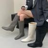 2025 Autumn and Winter New Thin Tall Knight Boots Women's Versatile Square Head Inner Height Increase But Knee Boots Autumn and Winter