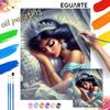Oil Painting Art Painting Set Princess Jasmine Home Wall Decor Handmade Gift Sparkling Royal Diamond Jeweled Bedding Glittering Fabric Artwork
