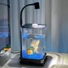 Desktop Small Fish Tank Ecological Betta Fish Tank with Light Transparent Plastic Goldfish Bowl for Home Living Room Decoration