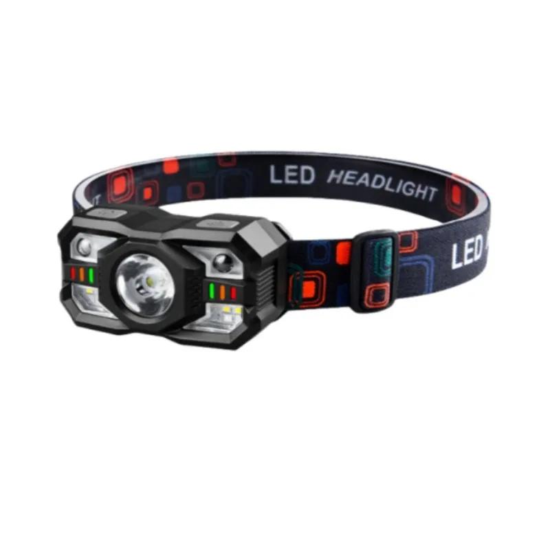 

1/2/3 шт. Налобный фонарь с ИК-датчиком движения, перезаряжаемый через USB Type-C, предупреждающий свет, водонепроницаемый налобный фонарь, индукционный налобный фонарь 1PC