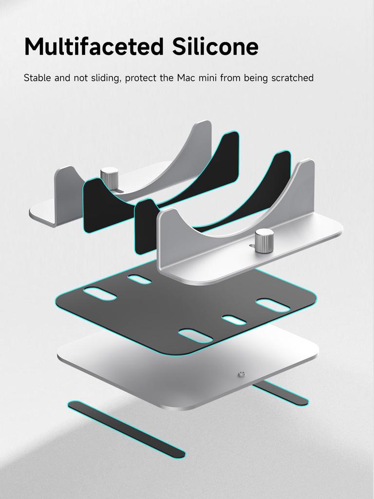 Hagibis Vertical Stand for Mac Mini Aluminum Alloy Laptop Computer Desktop Stand Compatible with M4 Chip and Mac Mini Pro M4, Stand, Non-Slip Holder,