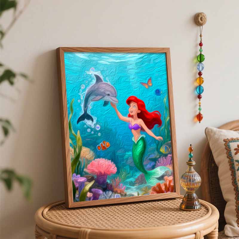 Disney Mermaid Ocean Digital Oil Painting Diy Oil Painting Hand Painting Living Room Bedroom Decoration Painting