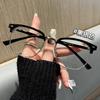Retro Half-Frame Eyebrow Glasses Frame Male Anti-Radiation Plain Face Trendy Cool Anti-Blue Light Eye Protection Flat Light Glasses Female