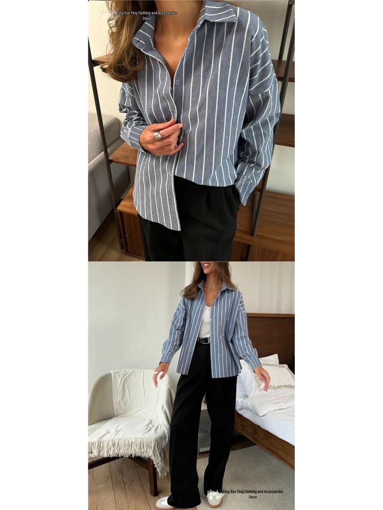 2026 Fall/Winter Women's Long-Sleeve Striped Cardigan Jacket