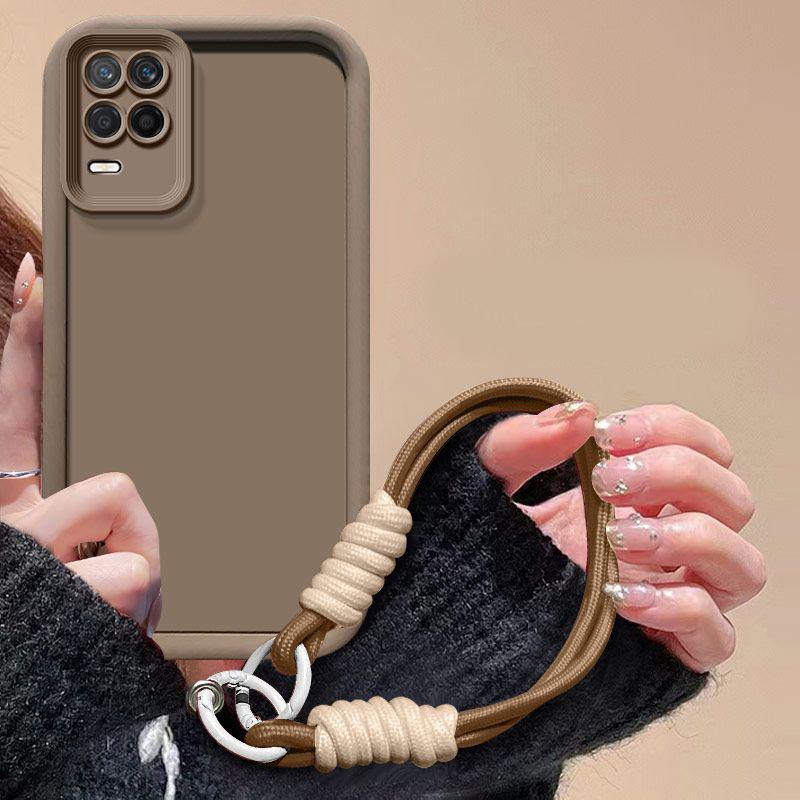For Realme 8 5G Case Realme 8S 5G Phone Case Realme Narzo 30 5G Weaving lanyard Cover Skin Feel Protection Shockproof case